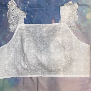 NEW Shein Ruffle Sleeve Tie Back Crop Top- Size S